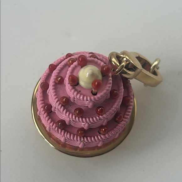 Juicy Couture Pink with  Strawberry Wedding/ Birthday Cake Charm Rare Retired - Picture 6 of 10